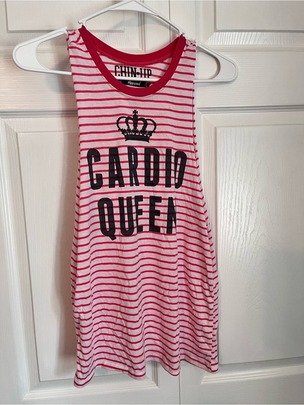 Chin Up Apparel Pink and White Striped "Cardio Queen" Tank